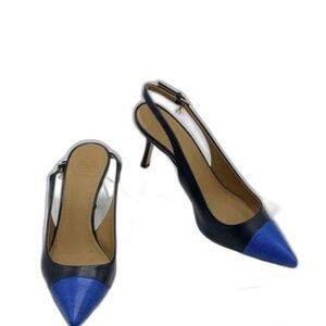 Tory Burch Navy & Blue Colorblock Penelope Cap-Toe Heels Size 7.5